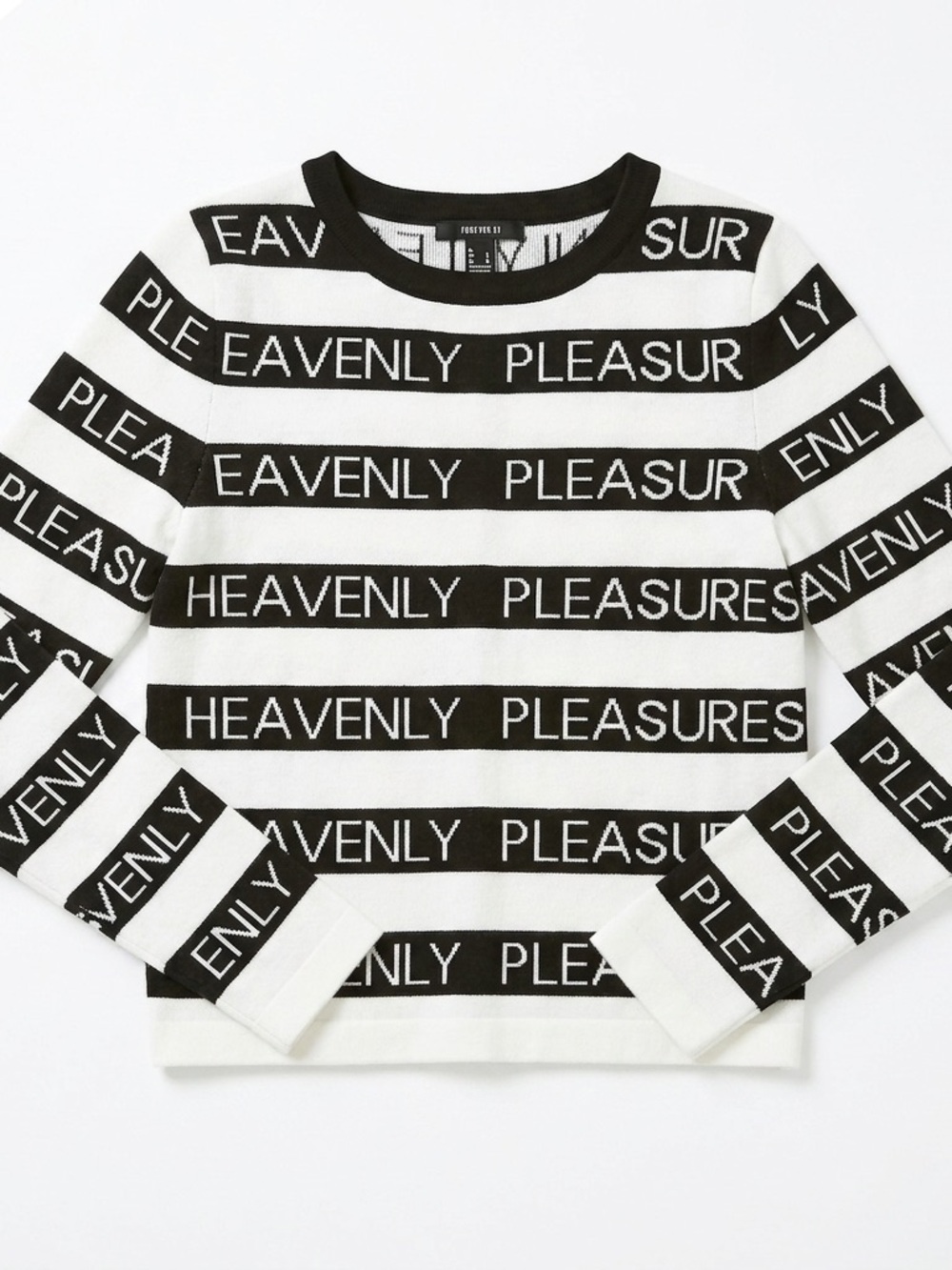 Forever 21 Black & White Heavenly Pleasure Striped Knit Crewneck Sweater Small